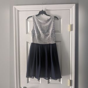 Junior's B. Darlin Navy & Silver Sequin Dress - Sz S